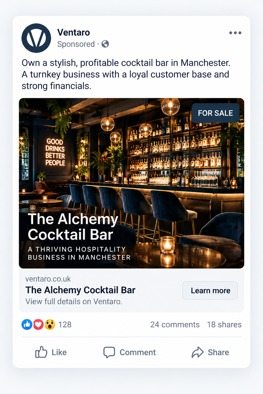 Example Ventaro paid social advertising campaign